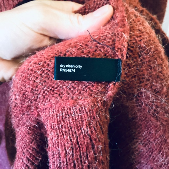 The Limited Rust Red Open-front shawl collar Ruffled Cardigan Alpaca blend M - Picture 5 of 9